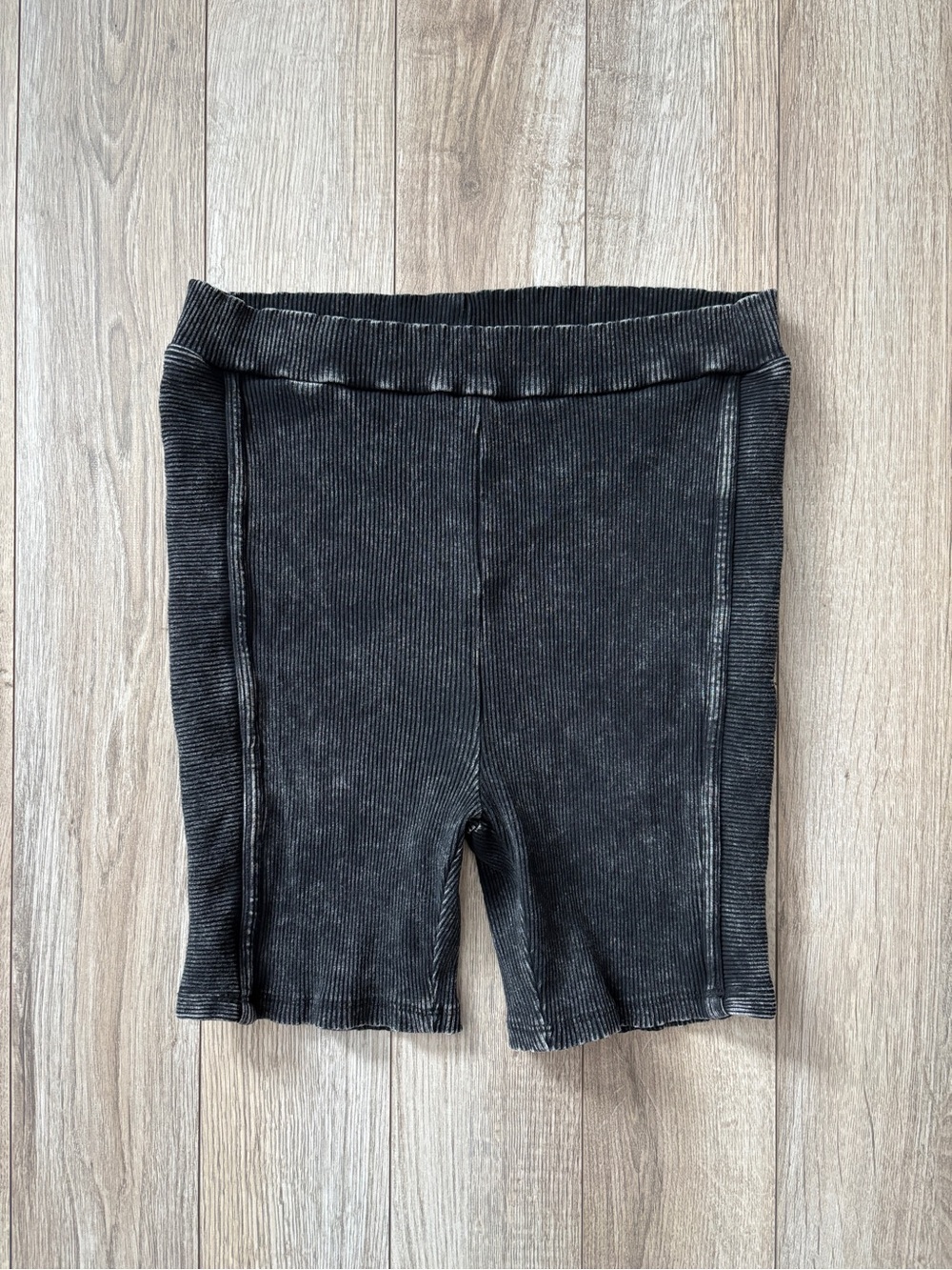 Fashion Nova Acid Wash High Rise Ribbed Biker Shorts Black Y2K Grunge Womens L